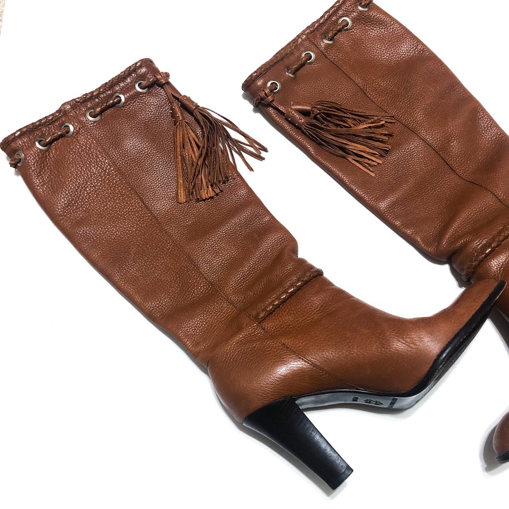 ANTONIO MELANI Vintage Heeled Tall Brown Boots